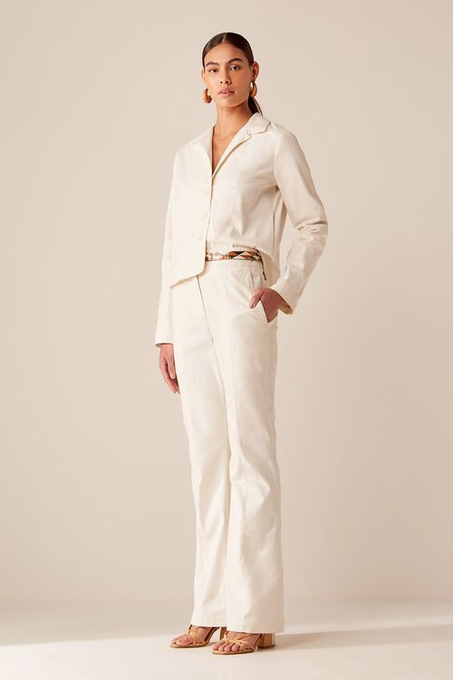 Calça Casual Pesponto - Off White