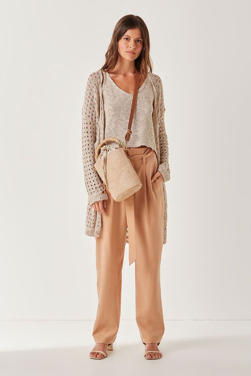 Calça Clochard Alf Com Cinto - Nude