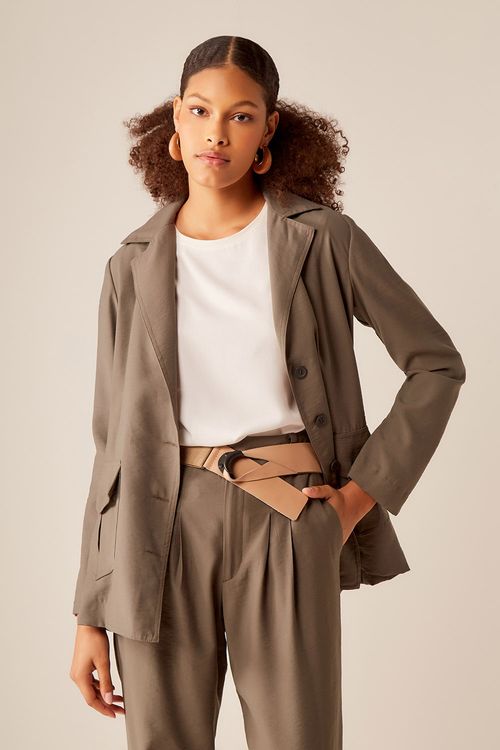 Blazer Bolsos Com Cinto - Verde Camuf