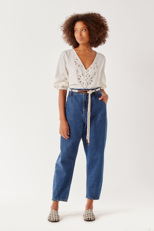 Calça Jeans Sloushy C/ Cinto - Jeans