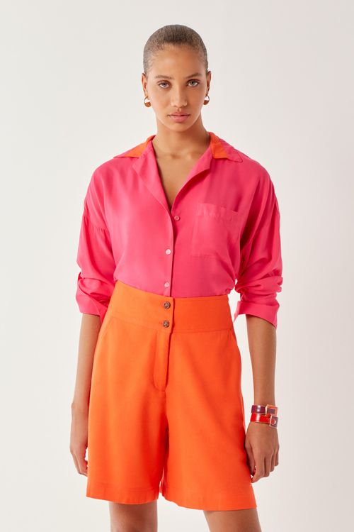 Camisa Bicolor Casual - Magenta Enigma