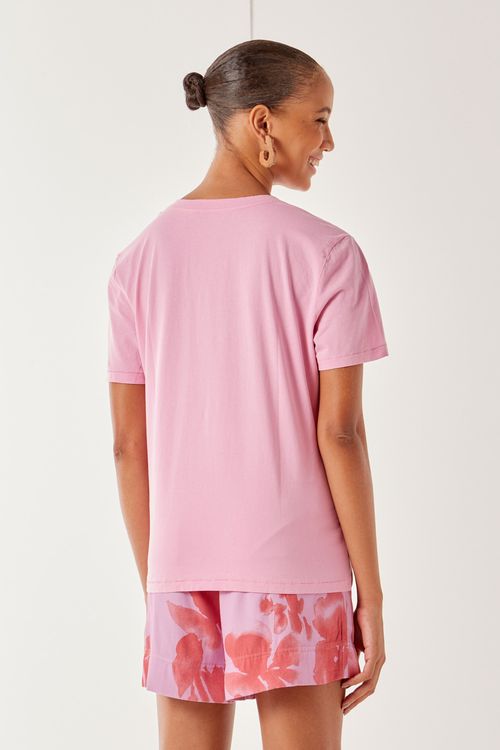 T-Shirt Malha Básica v - Rosa Desejo
