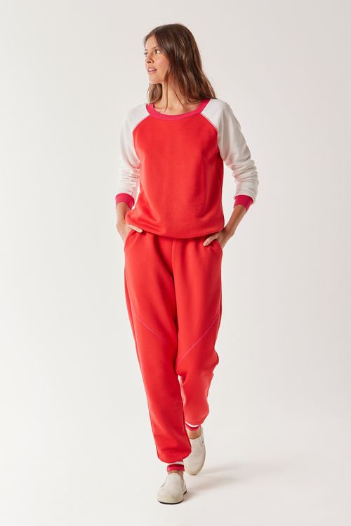 Calça Malha Jogging Retilínea - Vermelho Extase