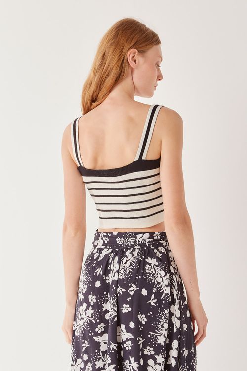 Top Tricot Pb Listrado - Preto e Branco