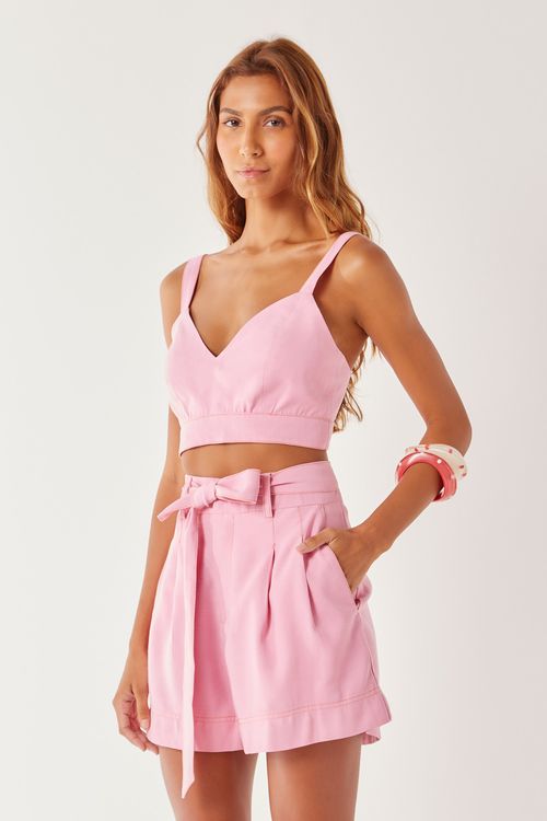 Top Alças Cropped - Rosa Desejo