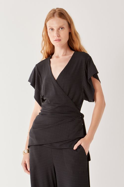 Blusa Malha Texturizada - Preto