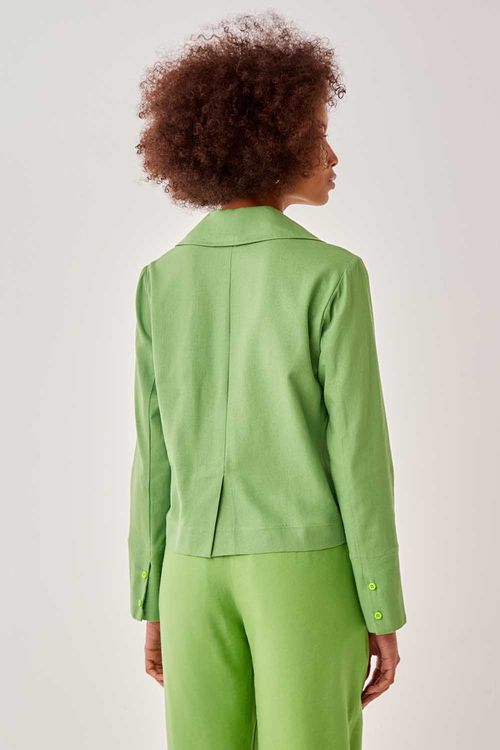 Blazer Cropped Linho Color - Verde Atalaia