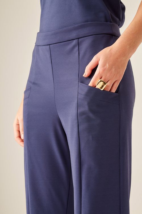 Calça Malha Flare Recortes Ca - Azul Lune Ca