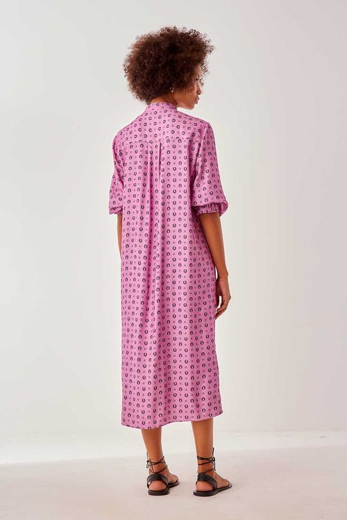 Vestido Estampa Pôr do Sol Midi - Est Por do Sol Lilas