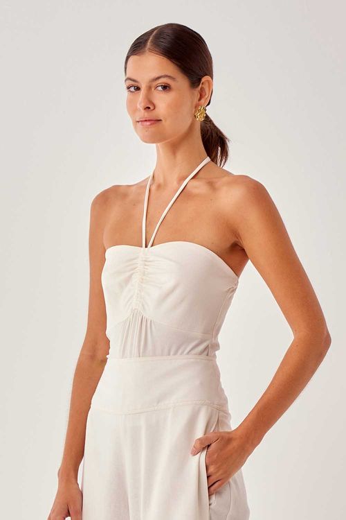 Body Malha Franzido - Off White Tropicos