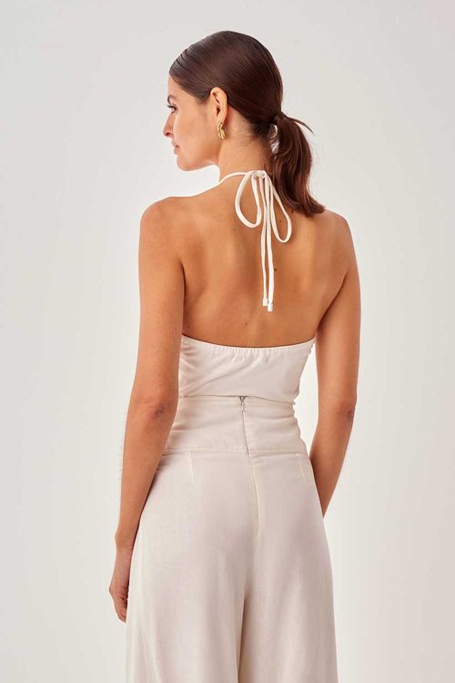 Body Malha Franzido - Off White Tropicos