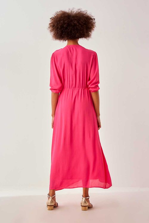 Vestido Bordado Contraste - Pink/Off
