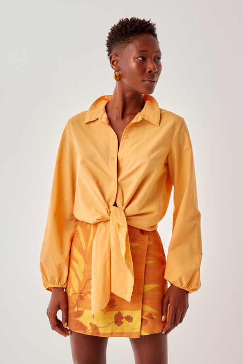 Camisa Voil Com Punho Elástico - Laranja Santorini
