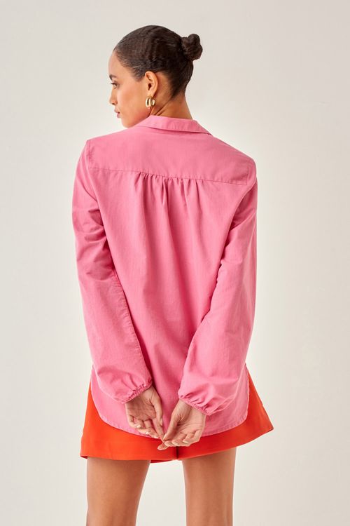 Camisa Voil Com Punho Elástico - Rosa Beach
