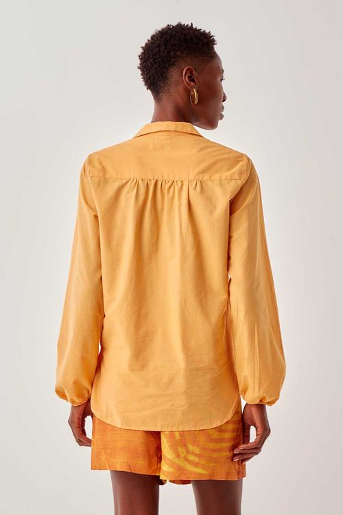 Camisa Voil Com Punho Elástico - Laranja Santorini