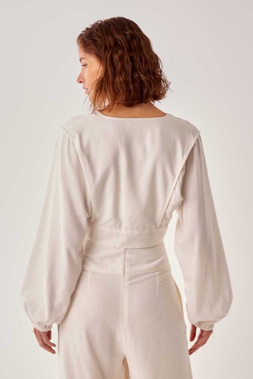 Blusa Amarração Com Top - Off White