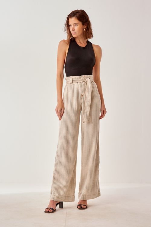 Calça Pantalona Listra Faixa - Listra Verde Nature
