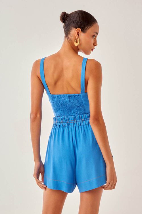 Top de Linho Decote - Azul Noronha