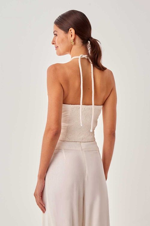 Top Malha Franzido - Off White Tropicos