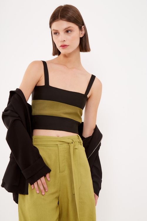 Top Tricot 3 Listras - Listra Verde