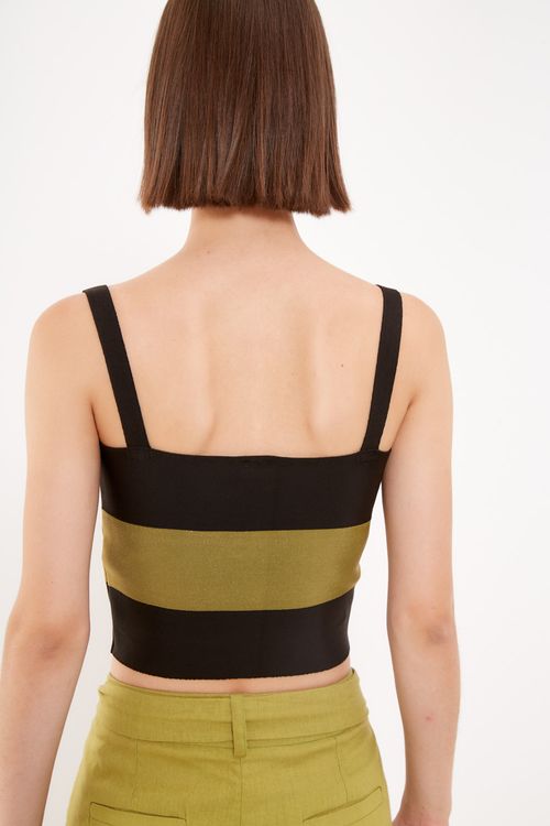 Top Tricot 3 Listras - Listra Verde