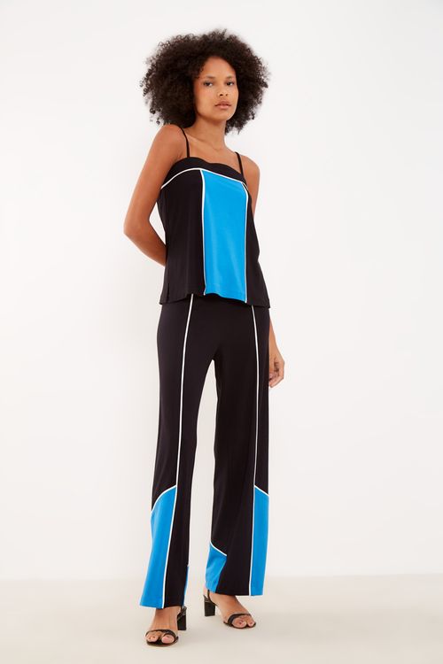 Calça Malha Tricolor - Preto