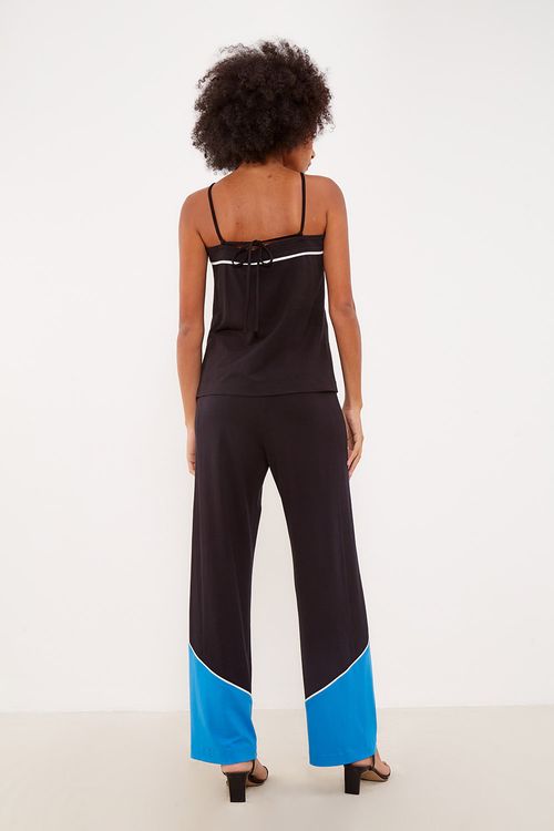 Calça Malha Tricolor - Preto