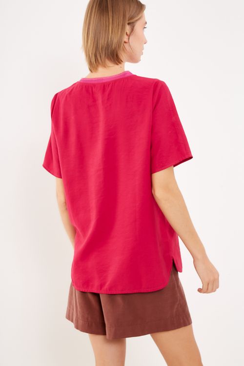 Blusa Ampla Decote Canoa - Rosa Valentino