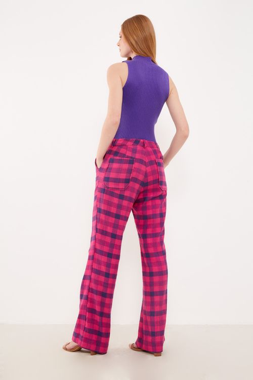 Calça Flare Xadrez Enlace - Xadrez Enlace