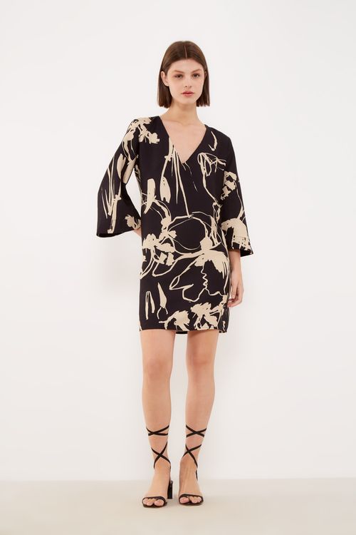 Vestido Estampa Travessia Black Ct - Est Travessia Black