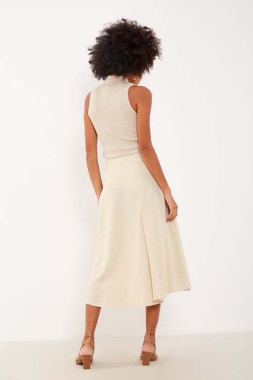 Saia Midi Casual Irregular - Crema