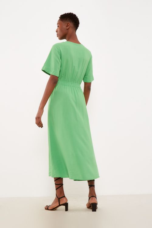 Vestido Midi Pala Franzido - Verde Vivaz