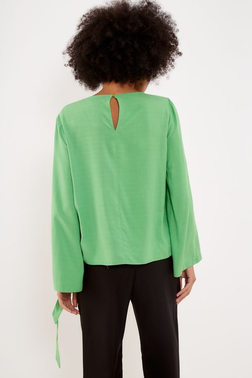 Blusa Casual Franzido Lateral - Verde Vivaz
