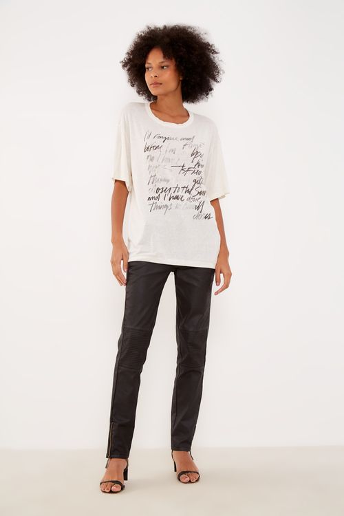 Blusa Malha Silk Escrita - Cru