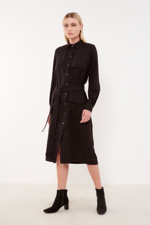 Vestido Midi Utilitário - Preto