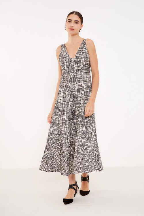Vestido Longo Estampa Teia - Est Teia