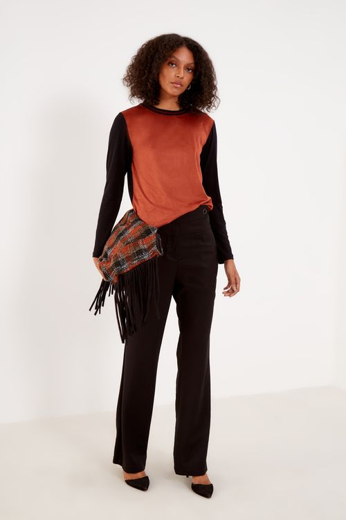 Calça Flare Botões Laterais - Preto