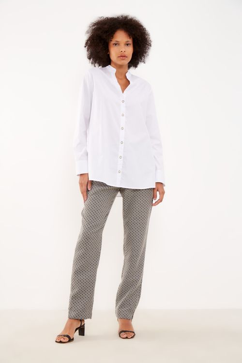 Camisa Gola Padre Com Pregas - Branco