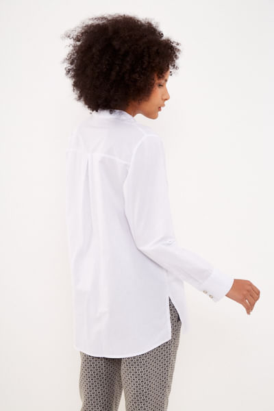 Camisa Gola Padre Com Pregas - Branco