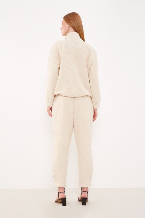 Calça Malha Texturizada - Crema