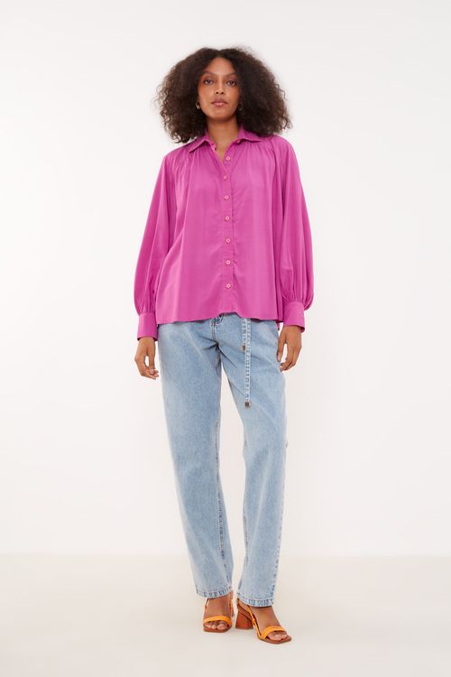 Camisa Tecido Oversize - Fucsia Cosmos