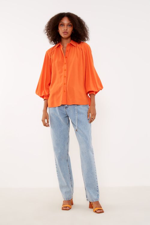 Camisa Tecido Oversize - Laranja Tangerine
