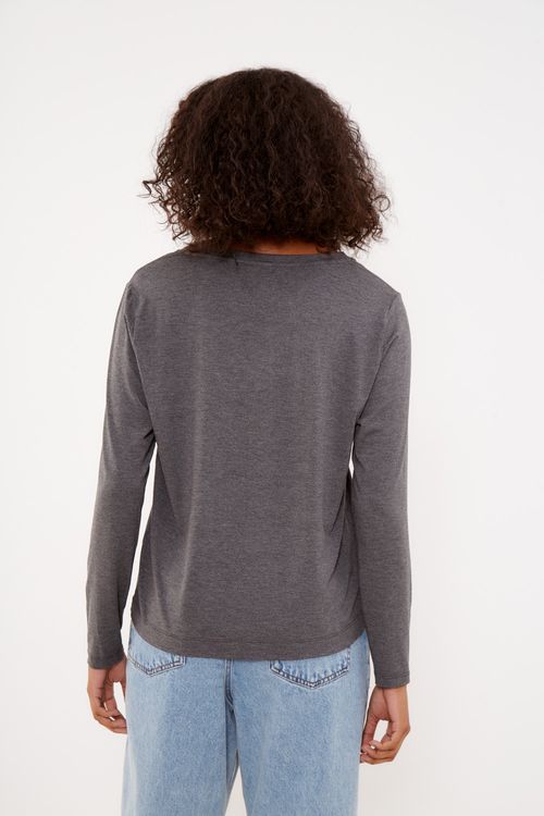 Blusa Malha Silk Escritos - Mescla