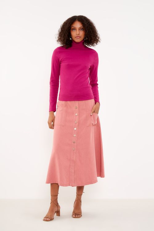 Blusa Malha Gola Alta - Fucsia Cosmos