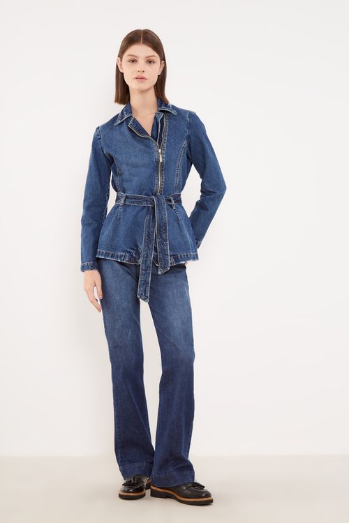 Blazer Jeans Zíper - Jeans