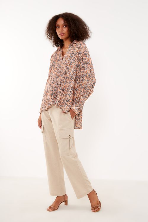 Camisa Ampla Estampa Rupestre - Est Rupestre