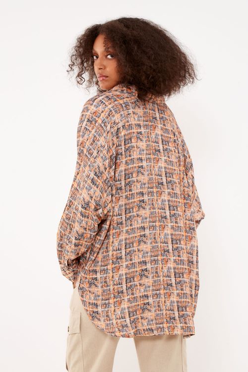 Camisa Ampla Estampa Rupestre - Est Rupestre