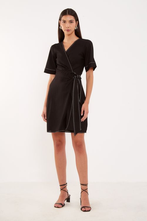 Vestido Curto Transpasse Argola - Preto
