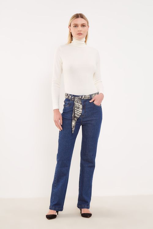 Calça Jeans Reta Confort Escura - Jeans