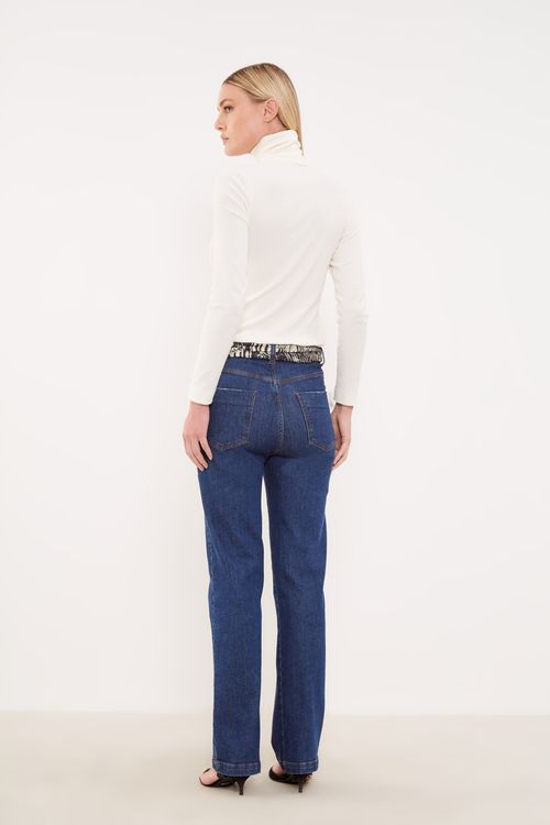 Calça Jeans Reta Confort Escura - Jeans